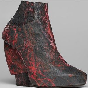 Helmut Lang midnight floral leather wedge bootie-Size 37.5/US 7 *VERY RARE*